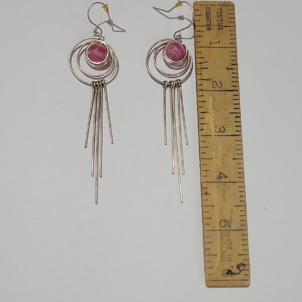 Elegant Pink and Silver Dangle Earrings